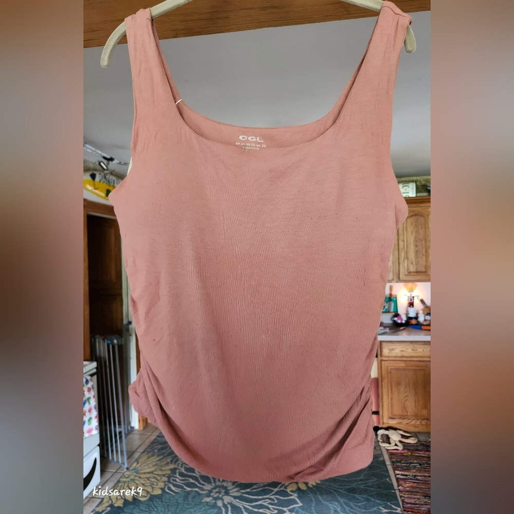 BUILT-IN BRA Ruched Sides Square Neck Brami Tank Top